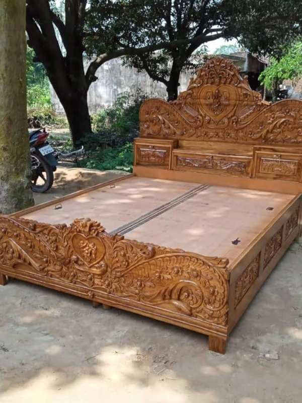teak wood bed by gupta furniture house